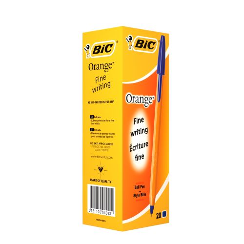 BIC Orange Fine Ballpoint Pens (0.8 Mm) – Blue, Box Of 20 – Savinet